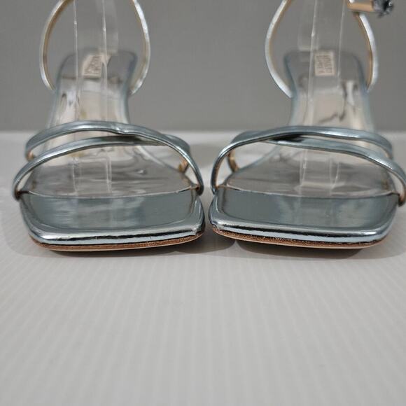 Badgley Mischka Callie Sandal Womens 10 Metallic Mint Leather Beaded Pearl Heel - Picture 7 of 15